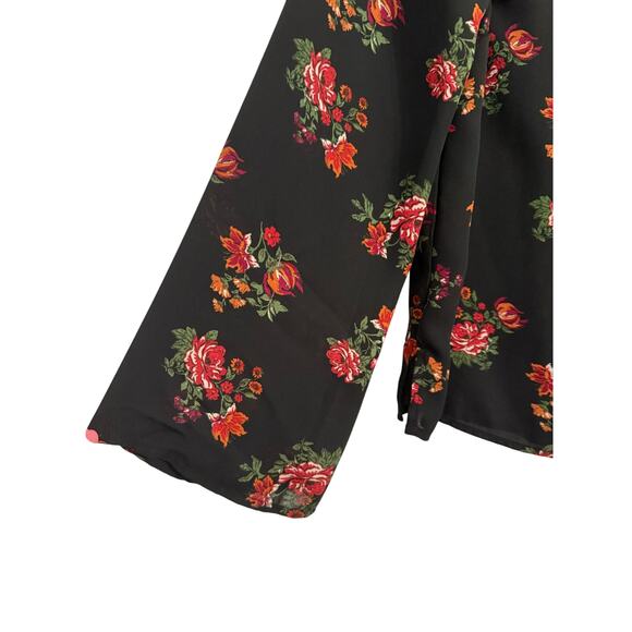 Lily White Woman's L Whimsigoth Floral Strappy Neck 3/4 Wide Sleeve Blouse L - Picture 5 of 8